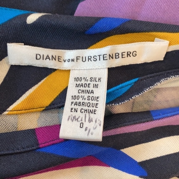 DIANE VON FURSTENBERG Giselle Multi Color Art Deco Dress Size 0 - Picture 6 of 6